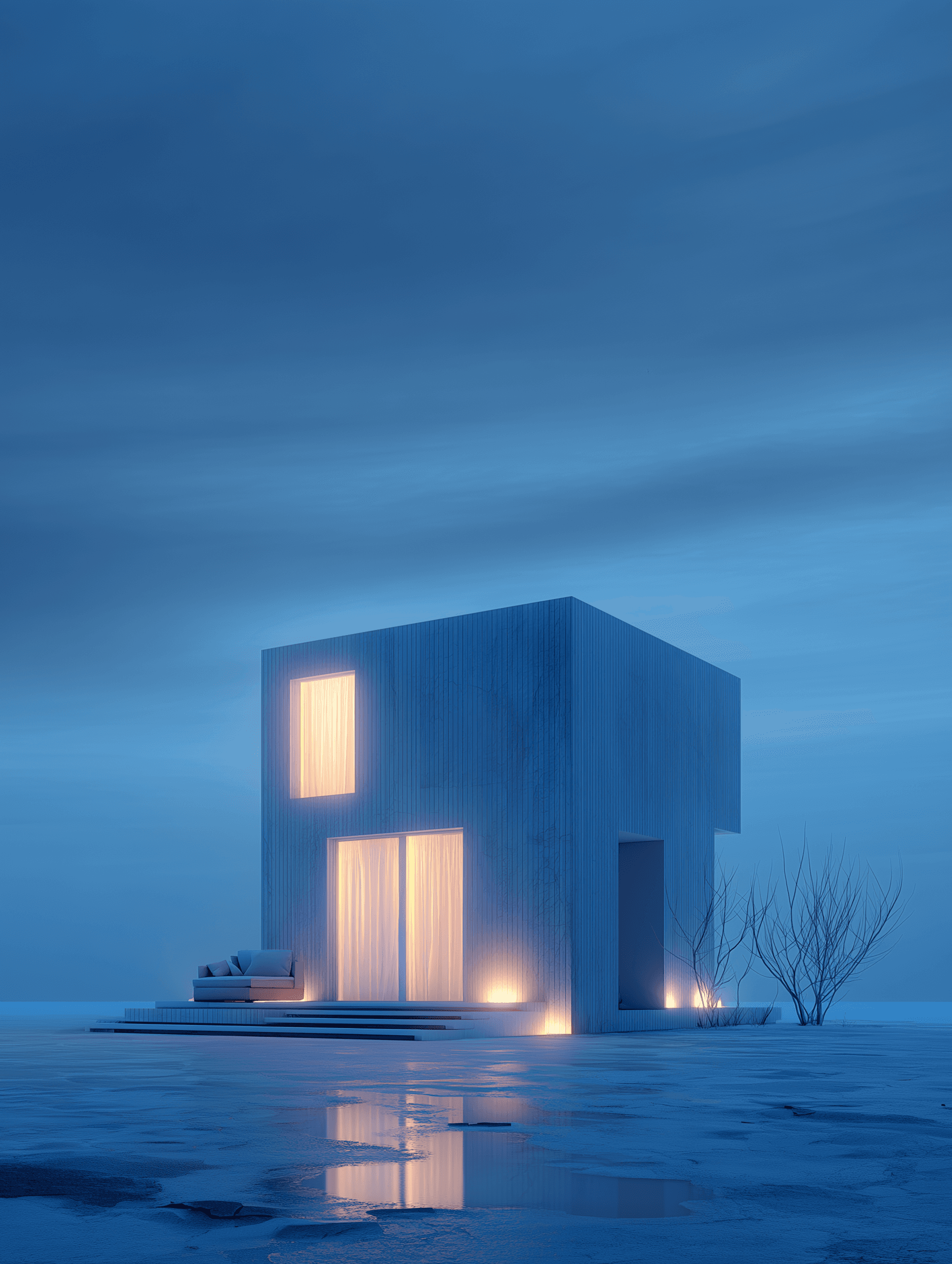 Modern smart home exterior shaped by AI architecture