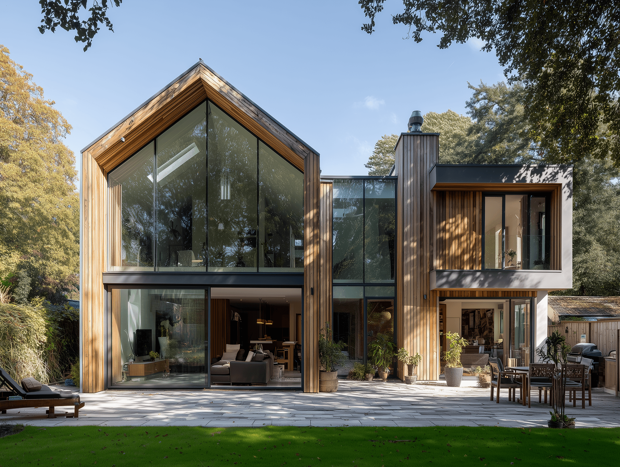 Modern AI-designed home at dusk